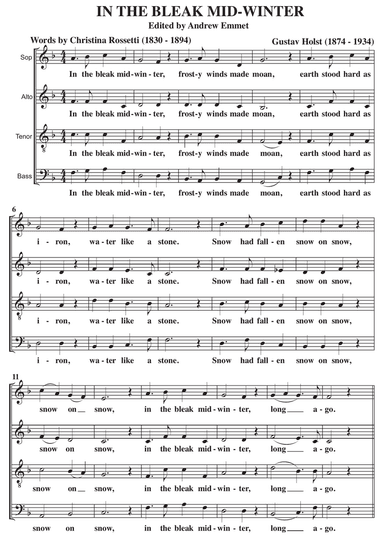 In The Bleak Midwinter A Cappella SATB