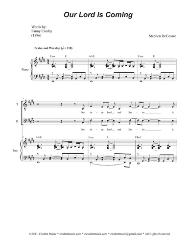 Our Lord Is Coming (Vocal Quartet - (SATB)