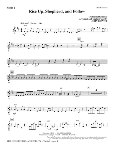 Rise Up, Shepherd, and Follow (arr. John Leavitt) - Violin 2