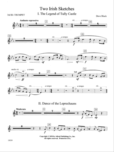 Two Irish Sketches: 3rd B-flat Trumpet