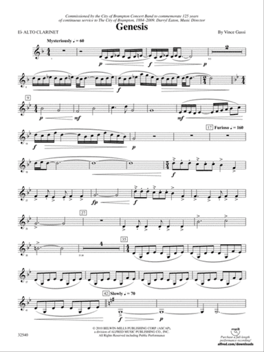 Genesis: (wp) E-flat Alto Clarinet