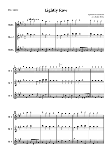 Lightly Row for Flute Trio