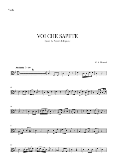 Mozart - Voi Che Sapete (for Viola)