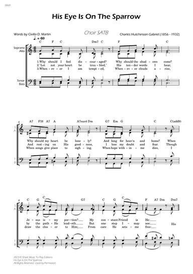 His Eye Is On The Sparrow - Choir SATB - W/Chords