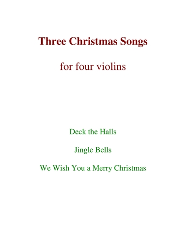 Three Christmas Songs (4 Violins)