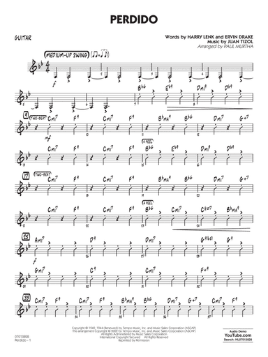 Perdido (arr. Paul Murtha) - Guitar