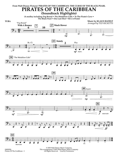 Pirates of the Caribbean (Soundtrack Highlights) (arr. Ted Ricketts) - Tuba