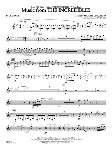 Music from The Incredibles (arr. Jay Bocook) - Bb Clarinet 2
