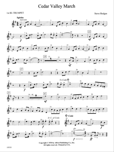 Cedar Valley March: 1st B-flat Trumpet