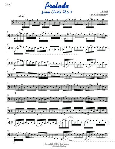 Prelude from Cello Suite No.1 in G