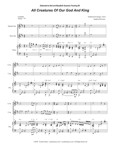 All Creatures Of Our God And King (Duet for Soprano and Tenor Saxophone)