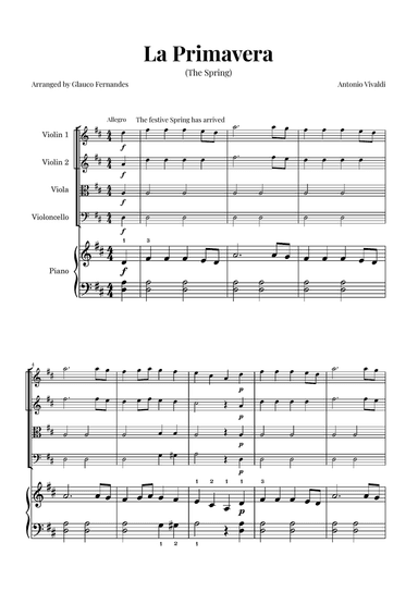 La Primavera (The Spring) by Vivaldi - String Quartet with Piano