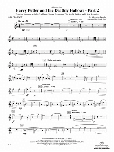 Harry Potter and the Deathly Hallows, Part 2, Selections from: 1st B-flat Clarinet
