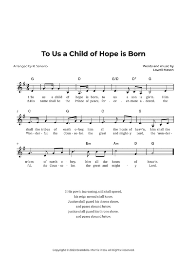 To Us a Child of Hope is Born (Key of G Major)