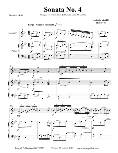 Vivaldi: Sonata No. 4 for French Horn & Piano