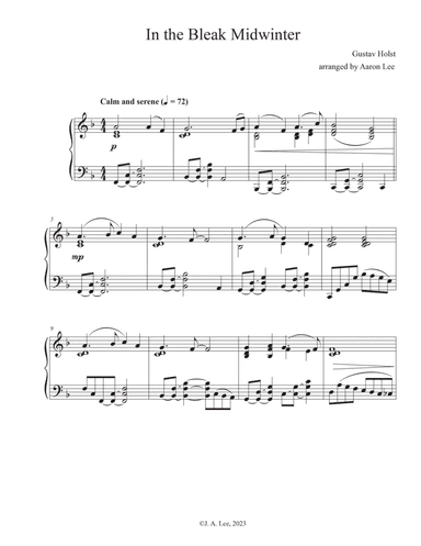 In the Bleak Midwinter (for intermediate solo piano)