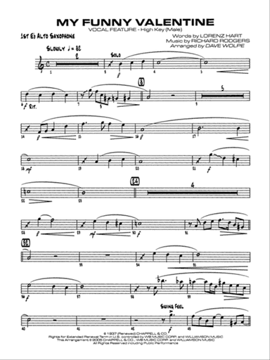 My Funny Valentine: E-flat Alto Saxophone