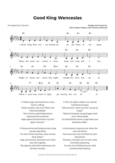 Good King Wenceslas (Key of D-Flat Major)