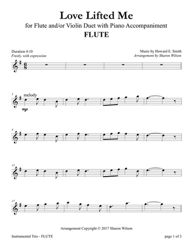 Love Lifted Me (for Flute and/or Violin Duet with Piano accompaniment)