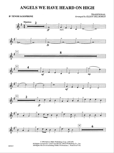Angels We Have Heard on High: B-flat Tenor Saxophone