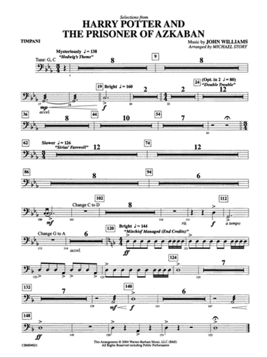 Harry Potter and the Prisoner of Azkaban, Selections from: Timpani
