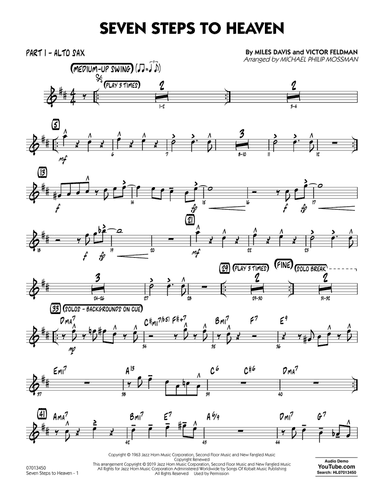 Seven Steps to Heaven (arr. Michael Philip Mossman) - Part 1 - Alto Sax