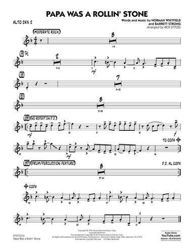 Papa Was a Rollin' Stone (arr. Rick Stitzel) - Alto Sax 2