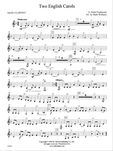 Two English Carols: 2nd B-flat Clarinet