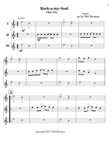 Rock-a-my-Soul - Flute Trio