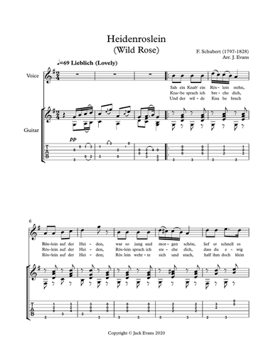Schubert- Heidenroslein for voice and guitar
