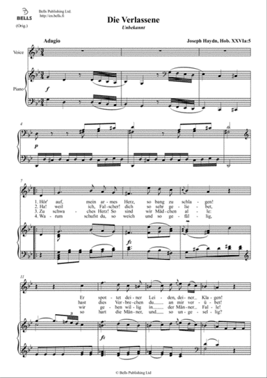 Die Verlassene, Hob. 26a (Original key. G minor)