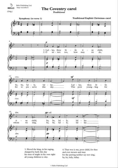 The Coventry carol (Solo song) (Original key. G minor)