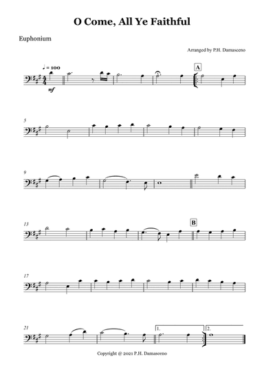 O Come, All Ye Faithful - Euphonium Solo