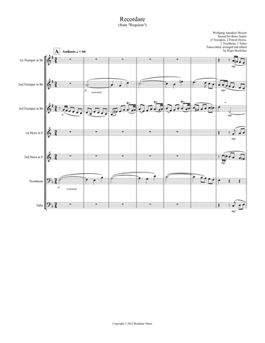Recordare (from "Requiem") (F) (Brass Septet - 3 Trp, 2 Hrn, 1 Trb, 1 Tuba)