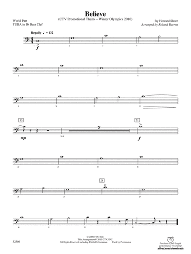 Believe (Winter Olympics 2010): (wp) B-flat Tuba B.C.