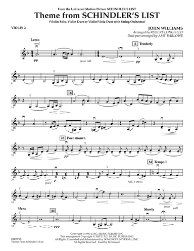 Theme from Schindler's List - Violin 2