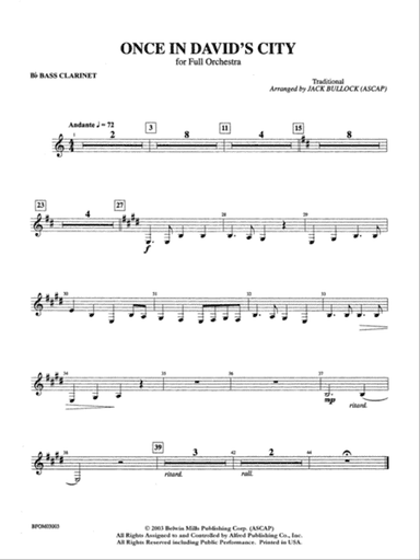 Once in David's City: B-flat Bass Clarinet