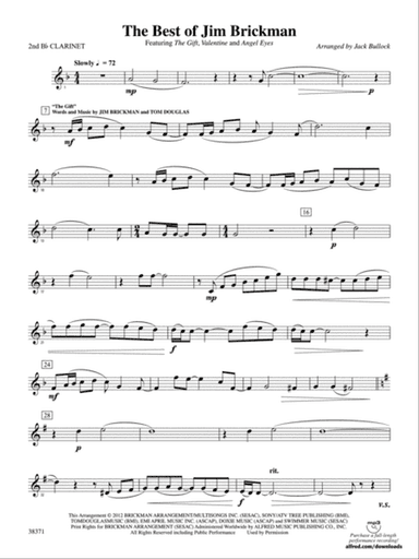 The Best of Jim Brickman: 2nd B-flat Clarinet