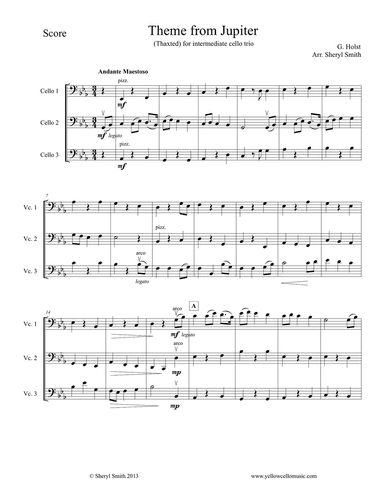 Theme from Jupiter (Thaxted) for cello trio (three cellos)
