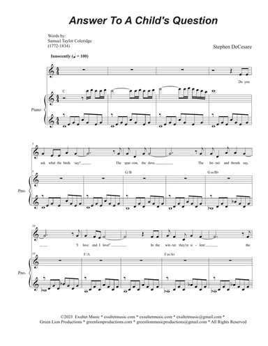 Answer To A Child's Question (Vocal solo)