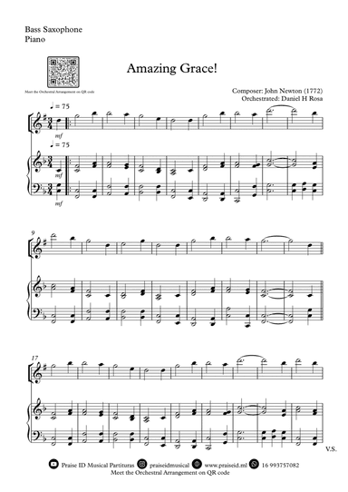 Amazing Grace How Sweet the sound - Easy Bass Saxophone and Piano