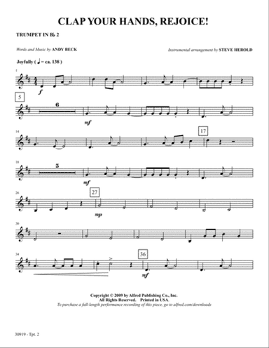 Clap Your Hands, Rejoice!: 2nd B-flat Trumpet
