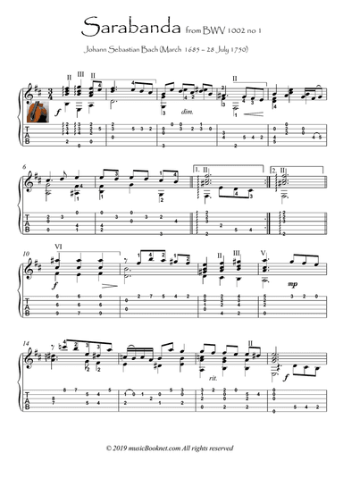 Bach for Guitar Sarabande BWV 1002
