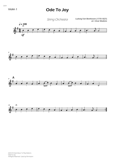 Ode To Joy - Easy String Orchestra (Individual Parts)