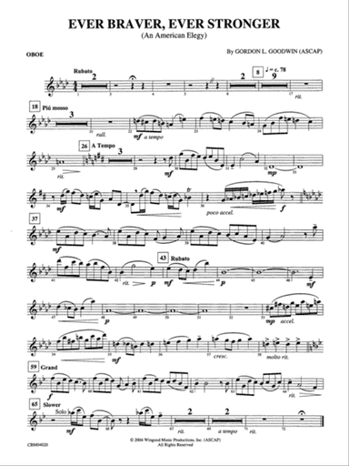 Ever Braver, Ever Stronger (An American Elegy): Oboe