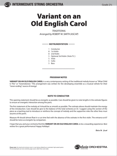 Variant on an Old English Carol: Score