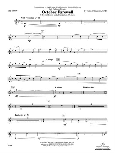 October Farewell: 1st F Horn