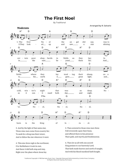 The First Noel (Key of D Major)