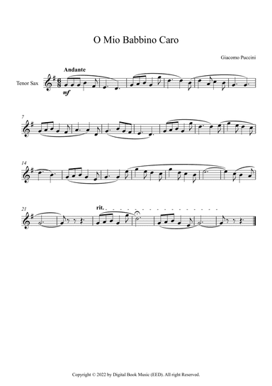 O Mio Babbino Caro - Giacomo Puccini (Tenor Sax)