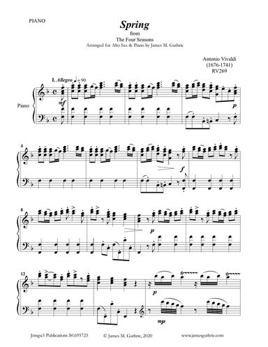 Vivaldi: The Four Seasons Complete for Alto Sax & Piano